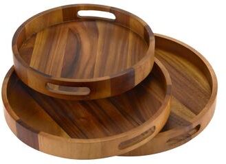 Kalmar Home Set of 3 Round Serving Trays - Solid Bottom