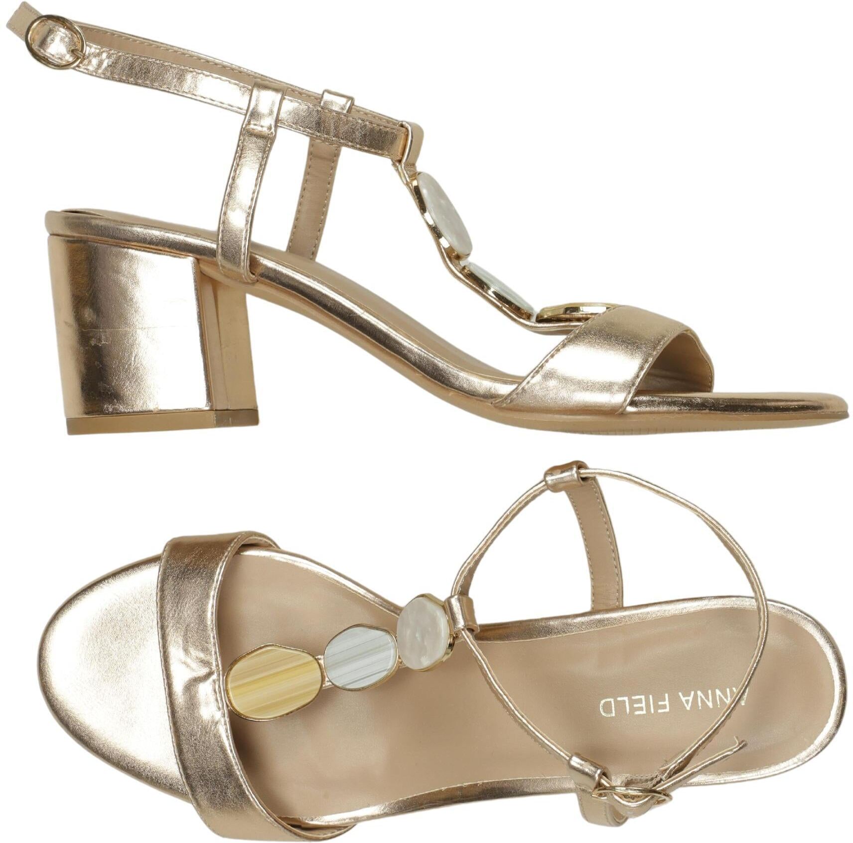 Anna Field Damen Sandalen, Gold, Gr. EU 38, Kunstleder - Second Hand