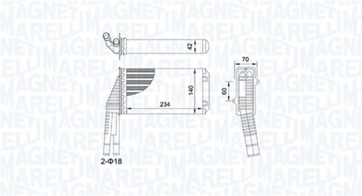 Échangeur de chaleur, chauffage intérieur MAGNETI MARELLI 350218467000