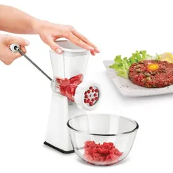 Metaltex Fleischwolf mit Saugfuß 4 Einsätze Wurstfüller Spritzgebäckaufsatz Zerkleinerer
