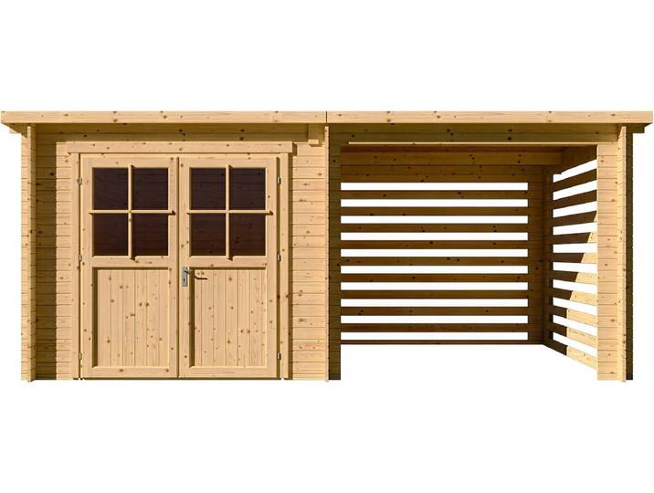 Abri de jardin bois avec appentis Aureval - 11m² - 2.24 x 5.01 x 2.07 m - 28 mm