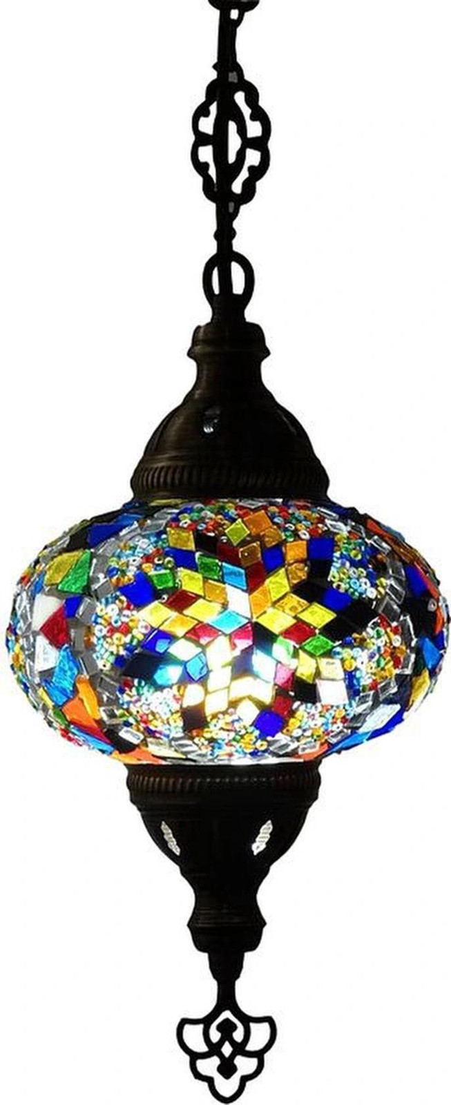 Halay Turkse hanglamp - Handgemaakte mozaïeklamp - Marokkaanse lamp - Meerkleurig - Hoogte: 78 cm