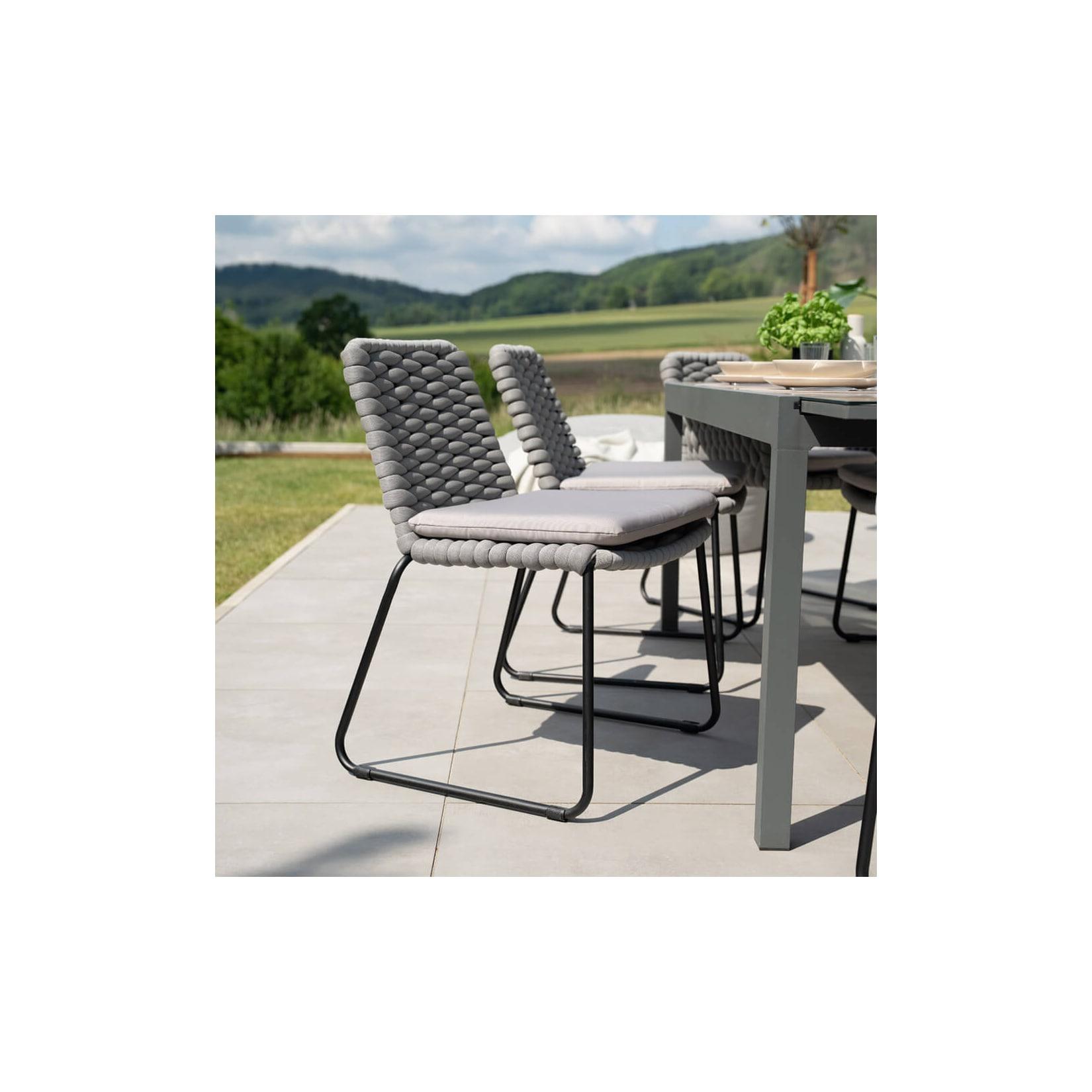 HOME DELUXE Gartenstuhl aus Seilgeflecht BALERO Hellgrau - 4er Set