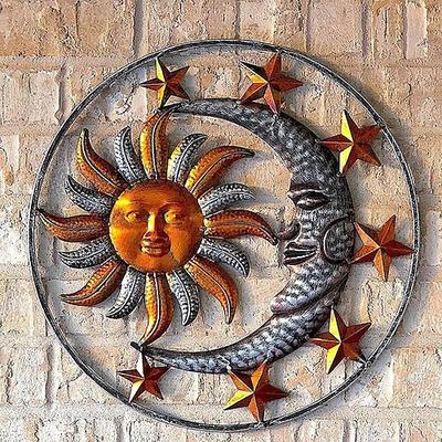 Sonne Metall Wanddekoration Mond Metall Wandkunst Vogel Ornament Zuhause Schlafzimmer Wohnzimmer Fensterdekoration