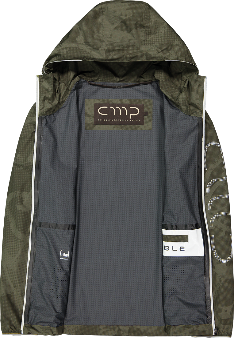 Regenjacke CMP, Herren, Gr. L, grün (olive, schwarzer), Obermaterial: 100% Polyamid, Jacken Regenjacke, wasserdicht, reflektierendes Gewebe, verschweisste Nähte olive, schwarzer L