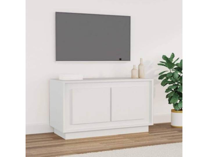 HEFZGDB TV-Schrank Weiß 80x35x45 cm aus Holzwerkstoff mit 2 Fächern und robuster Oberplatte für Stauraum und Deko, praktische Türen, langlebiges Wohnzimmermöbel für Multimedia