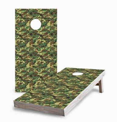 Skip's Garage Classic Camouflage Corn Hole Board Set w Case & Lights