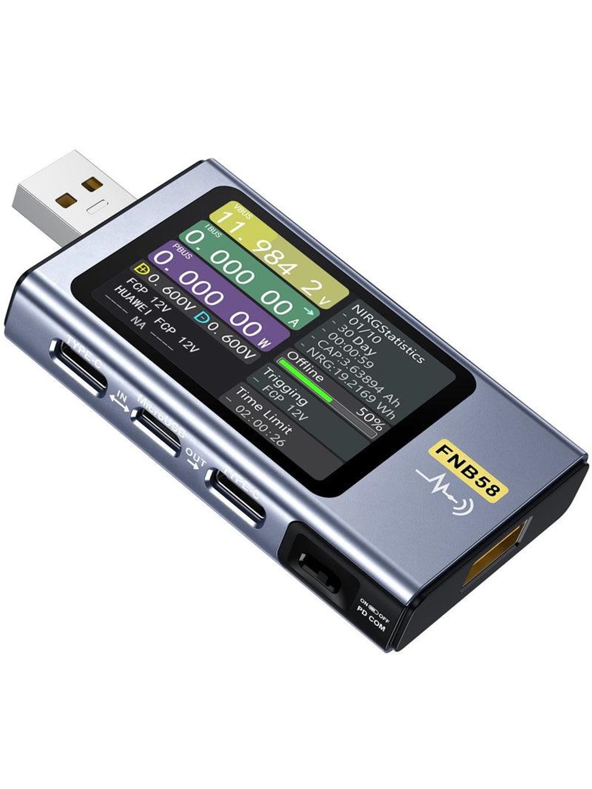 FNIRSI FNB58 USB Port Tester - Black