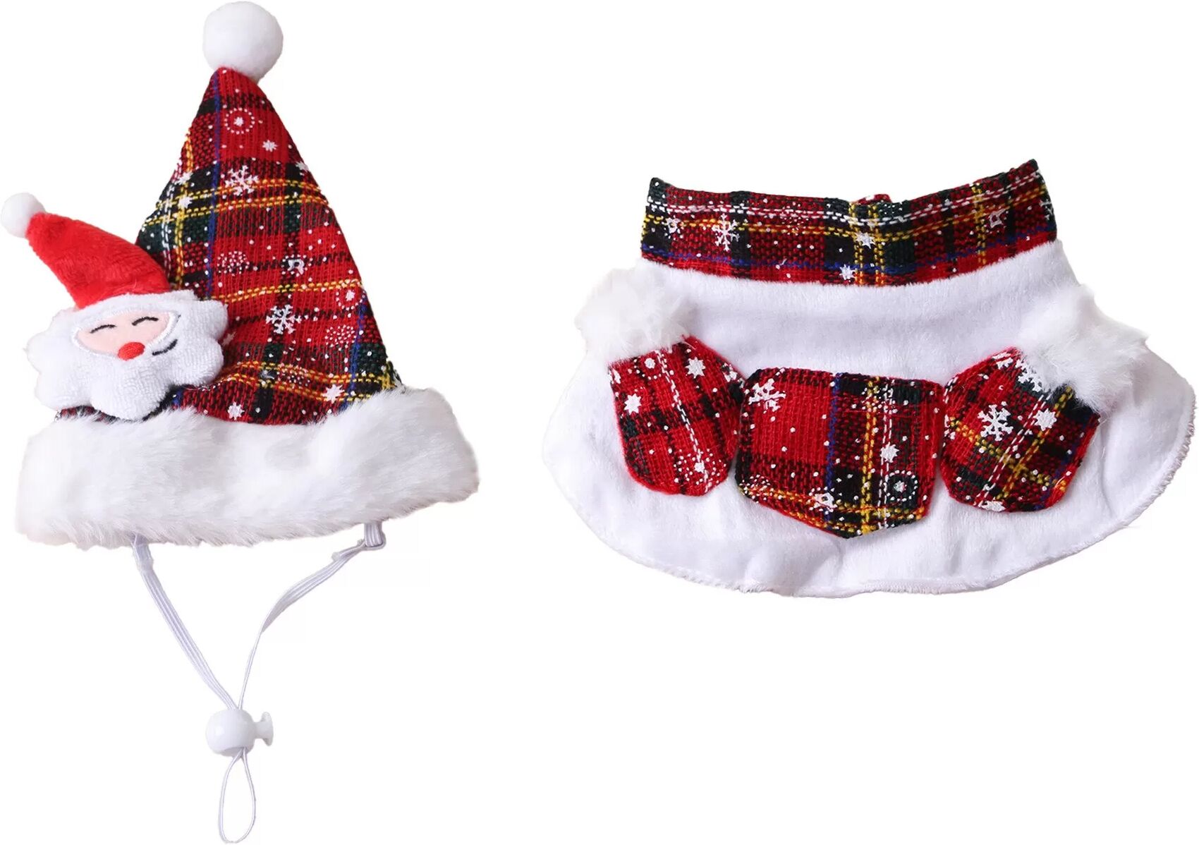 INF Weihnachtliches Haustierkostüm: Santa Outfit mit Schal und Mütze M
