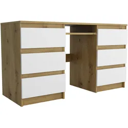 SCHREIBTISCH ANGULO 130x50x75 cm Bürotisch Computertisch, Eiche Artisan