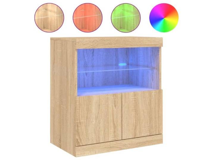 Buffet LED chêne sonoma 60x37x67 cm - Brun - Meuble de salon - Buffet bas
