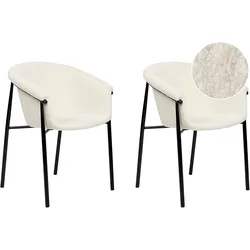 ESSZIMMERSTUHL 2er-Set Bouclé cremeweiß/schwarz Ames