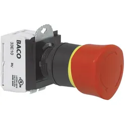 Baco Not Aus Schalter L22ER01D Front Kunststoff, Schwarz 600 V 10 A IP69K 1 St., Schalter + Taster, Rot