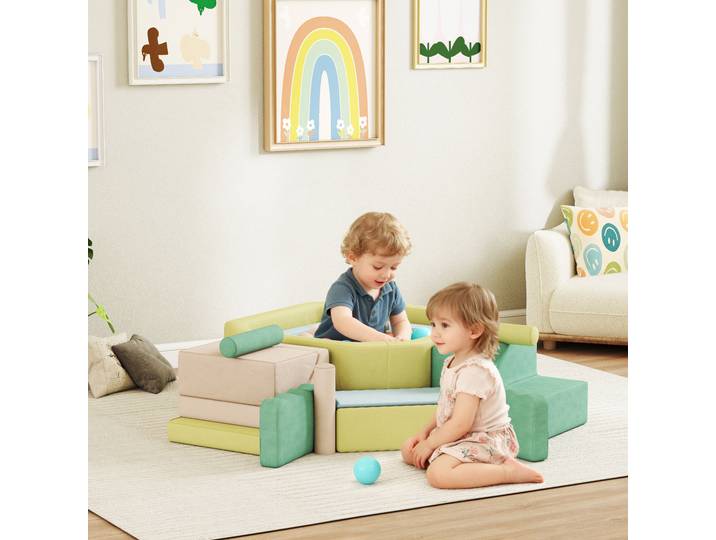AIYAPLAY Set 15 Blocs Souples Enfants + 200 Balles Intérieur