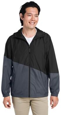 CORE365 CE710 Techno Lite Colorblock Windbreaker in Black/Carbon size 3XL   Polyester