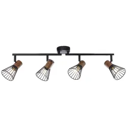 BRILLIANT Lampe Manama Spotrohr 4flg holz dunkel/schwarz matt   4x D45 , E14 , 18W , geeignet für Tropfenlampen (nicht enthalten)   Köpfe schwenkbar / Arme schwenkbar