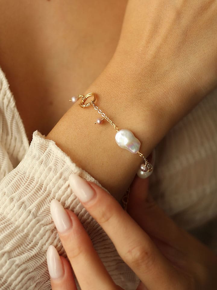 Pierres delicates Vergold. Armkette mit Perlen - onesize