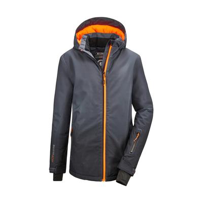 Outdoorjacke KILLTEC "Lynge BYS JCKT E", Jungen, Gr. 116, grau (anthrazit), Obermaterial: 100% Polyester.Futter: 100% Polyester.Füllung: 100% Polyester, Jacken Outdoorjacke, Wasserdichte Funktionsjacke mit Schneefang und coolem Design