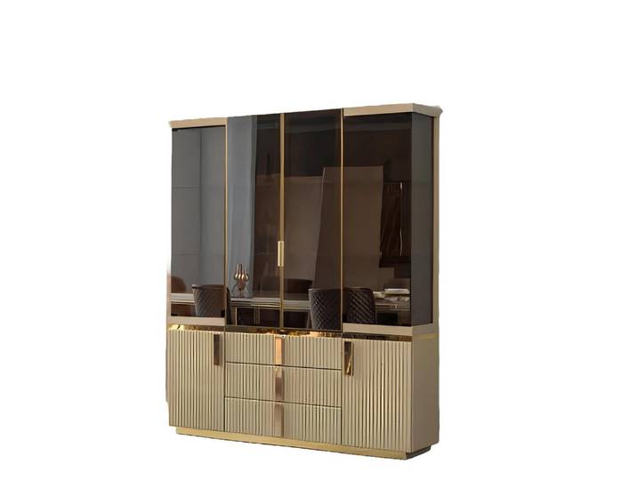 Xlmoebel Vitrine Luxus-Vitrine aus Holz und Glas im modernen Design für Wohnzimmer (Vitrine) Hergestellt in Europa