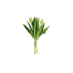 Tulpenbund 5fach   , weiß , Kunststoff,Metall , Maße (cm): H: 32