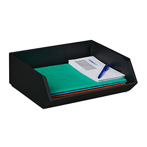 Relaxdays Bureau organizer bamboe antraciet H x B x D: 12,5 x 35 x 31 cm