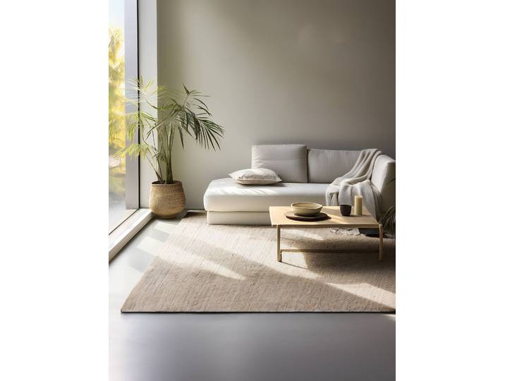 Juteteppich Dhaka Beige/Beige 80 x 150cm Baumwollstoff/Wolle