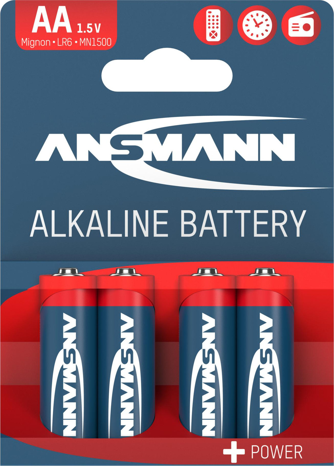 Ansmann Alkaline Mignon AA LR 6 batterijen, 4 stuks, rood