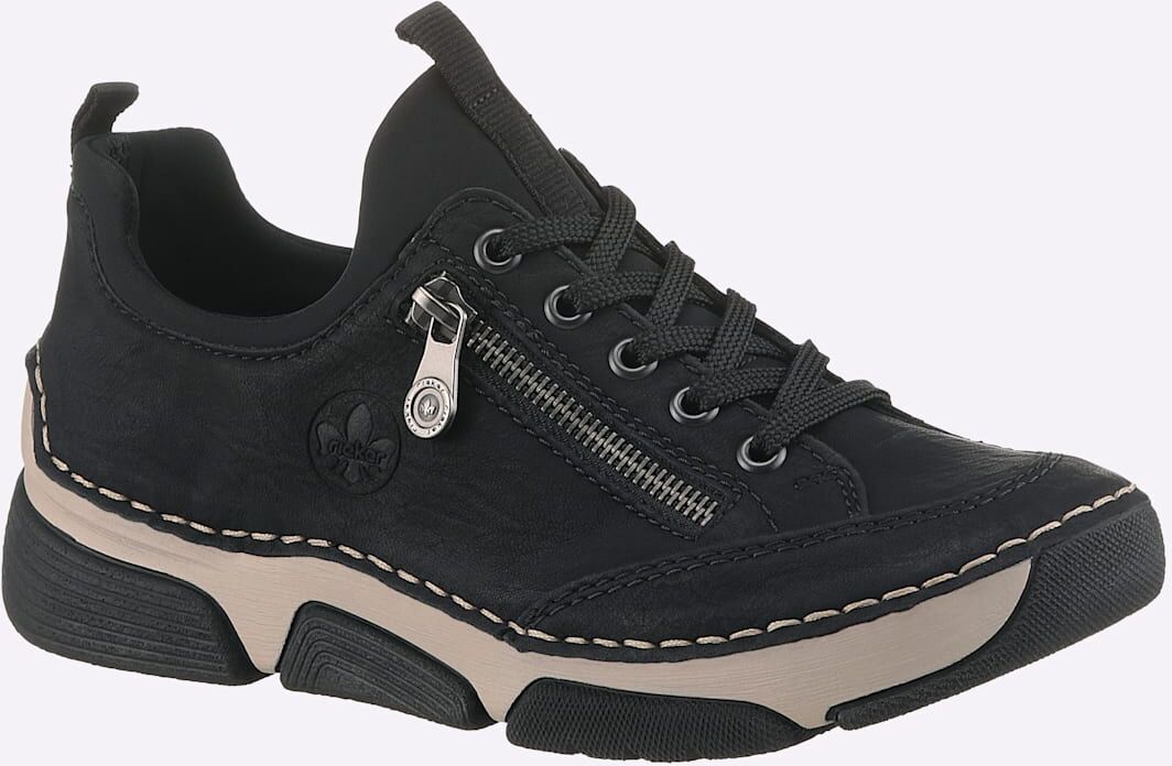 Sneaker RIEKER, Damen, Gr. 39, schwarz, Lederimitat, Schuhe Sneaker schwarz 39