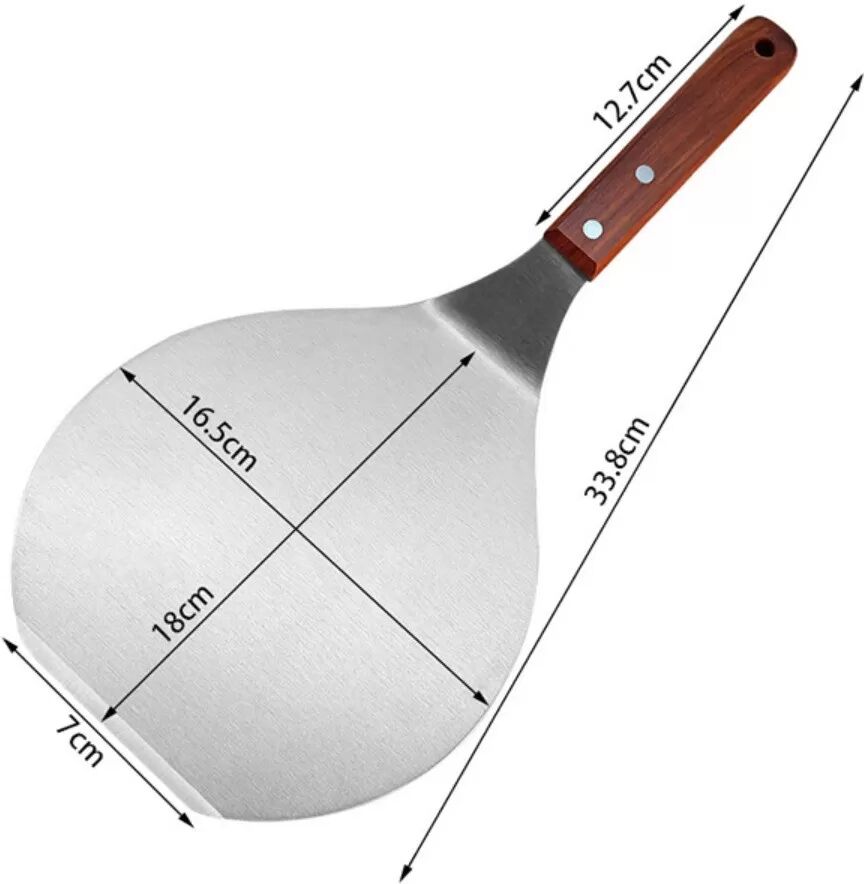 INF Teppanyaki-Spachtel 908 mit Holzgriff, Rundes Wenderblatt aus Edelstahl – Grill- und Steak-Tool