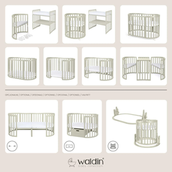 BABYBETT OLIVE OVAL 7in1 mit Matratze
