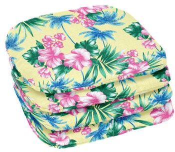 BH Outdoor Performance Set of 4 Stacking Chair Pads by BrylaneHome in Banana Island Patio Cushion