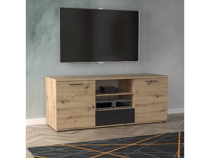 Meuble TV Coruia Panneau aggloméré plaxé Marron 155 x 62 x 52cm