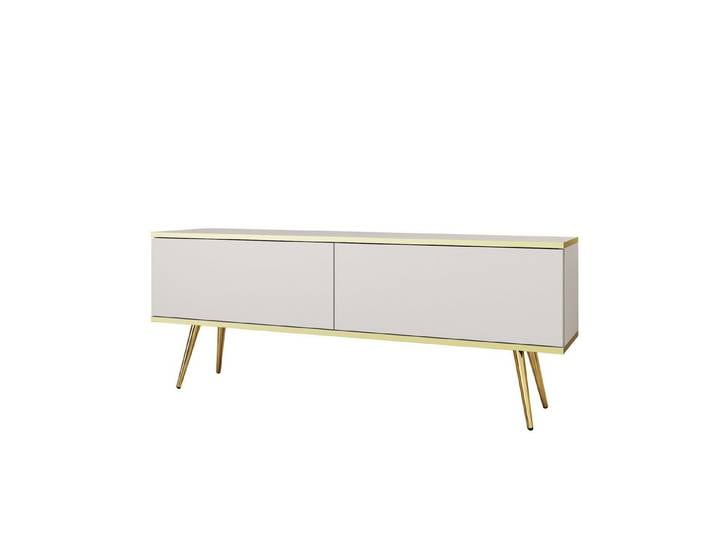 MOEBLO TV-Board DAYN NEW (Lowboard Fernsehtisch TV Bank TV Tisch Fernseher Tisch TV Möbel, goldene/schwarze Metallbeine), 135/175x30x32