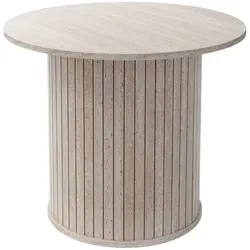 ML-Design Couchtisch rund Ø60x50 cm, Steinoptik Beige, Wohnzimmertisch mit überstehender Tischplatte, moderner Beistelltisch