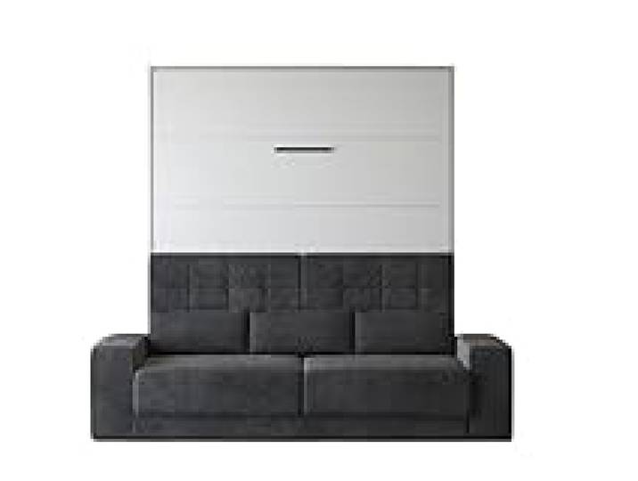 BB Loisir Lit escamotable 160x200cm Vertical Canapé Anthracite Lit Mural Sup M1 Blanc Mat