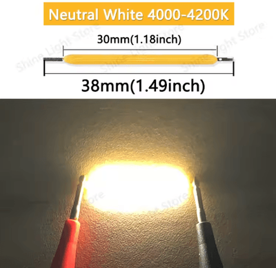 Inspire Picks LumiString 3V COB LED Filament 38mm For DIY & Decorative Lighting (101200pcs) neutral White 4000k dc2.8 3.0v 100pcs