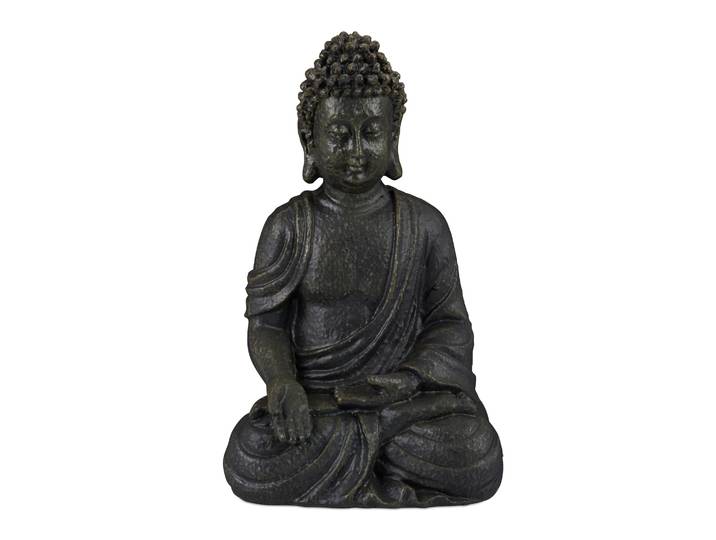 Buddha Figur sitzend 18cm Anthrazit