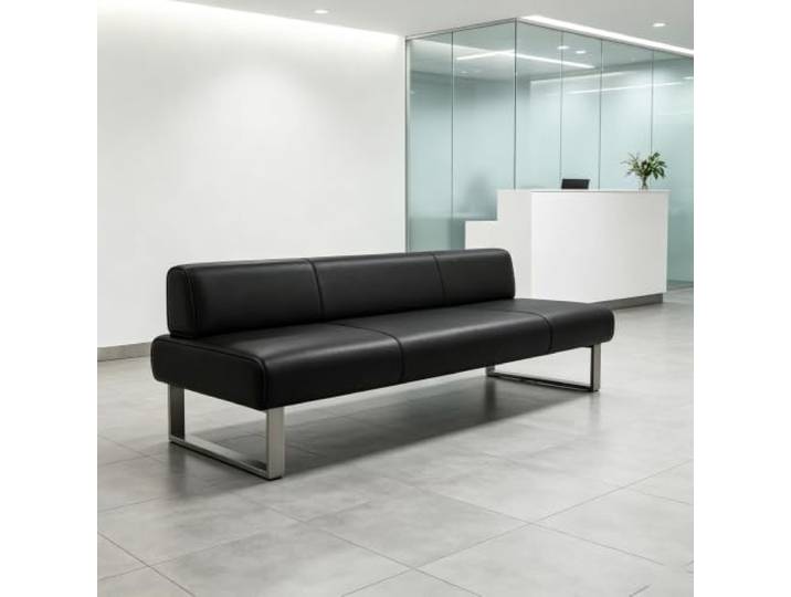 Wartezimmer-Sitzbänke mit Metallgestell, Sitzmöbel für den Empfangsbereich Belastbarkeit 300 kg, PU-Leder mit ergonomischer Rückenlehne für Büro, Schule, Praxis, Eingangsbereich(39.4in/100cm)