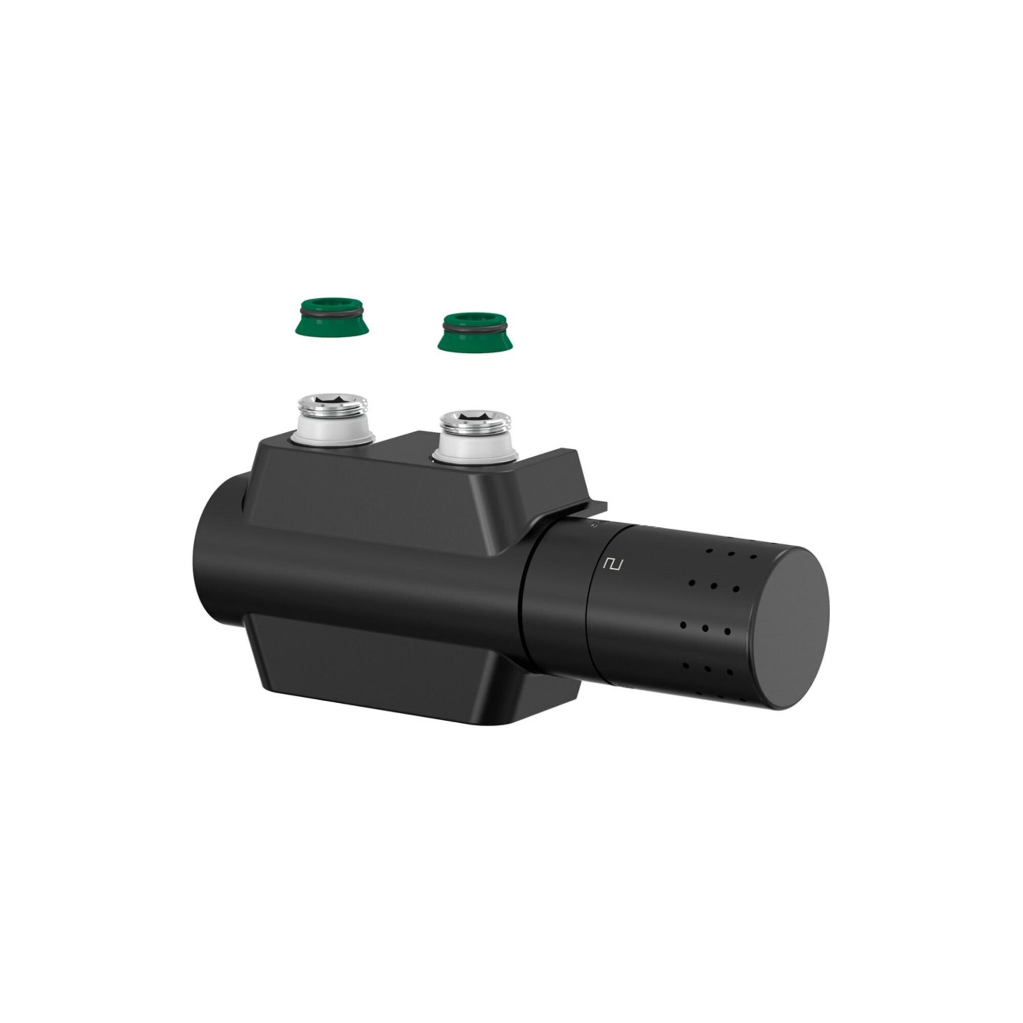 Flamco FL Ventilhahnblock VARIODESIGN Einrohr mit Th.-Kopf TC-D1 und Blende, schwarz (F12167)