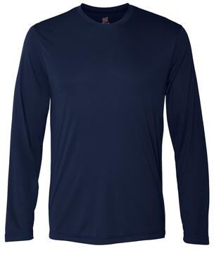 Hanes 482L Cool DRI Long Sleeve Performance T-Shirt in Navy Blue size 2XL   Polyester
