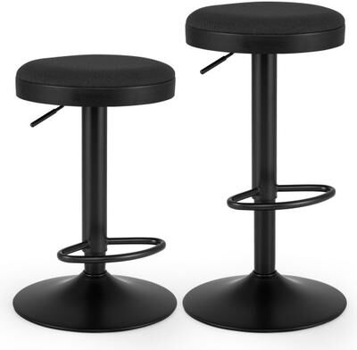 Costway Set of 2 Kitchen Bar Stools with Height Adjustment Padded Seat and D-Shaped Footrest-Black