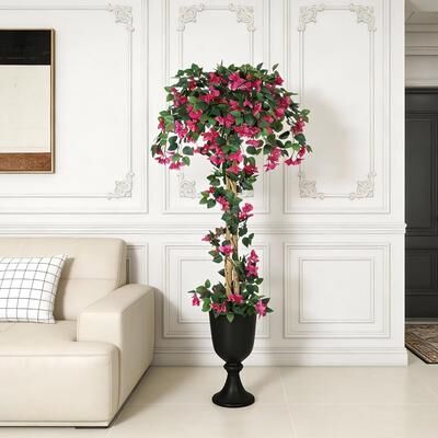 YUN 5 ft Artificial Bougainvillea Tree with Pink Flowers - Pink 5ft