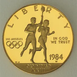 Goldmünze 10 Dollar "Los Angeles Olympiade" 1984 Fackelläufer - PP (USA)