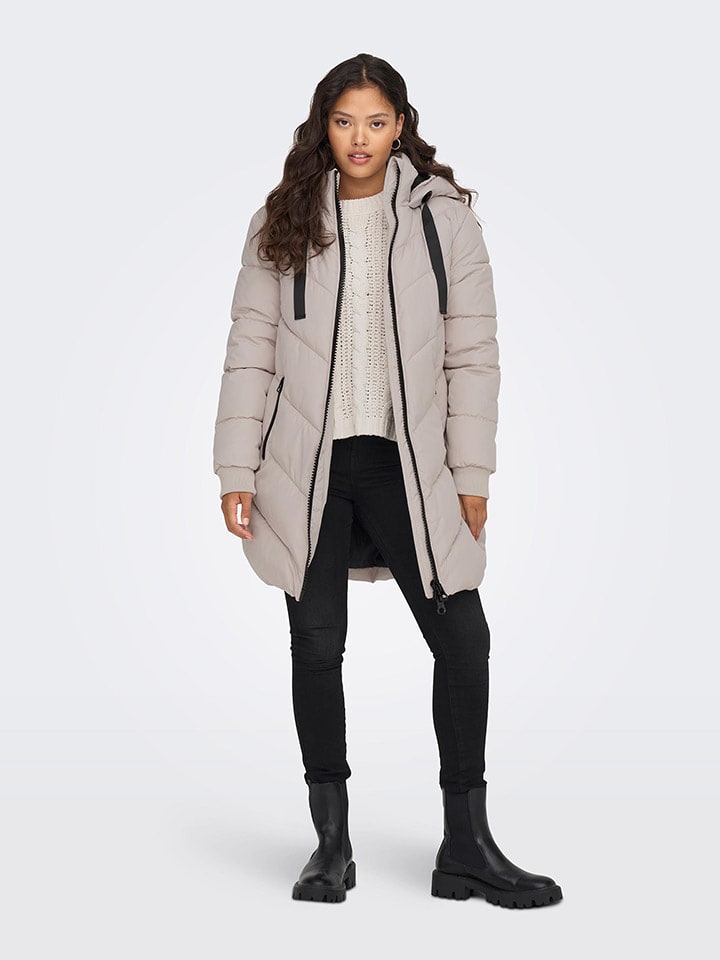 JDY Steppmantel "SKYLAR PADDED HOOD" in Beige - M