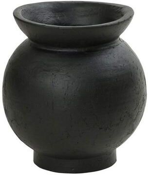 Harp & Finial Emory Vase - Matte Black Finish On Ceramic