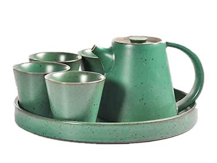 Teeservice Japanische Teekanne Tee Service 6-teiliges Tee-Set Im Japanischen Stil, Kaffeetassen-Set, Teekanne Mit Tablett Und Teetassen, Service Für 4 Erwachsene, Wohnkultur Teeservice Set ( Blue : Gr