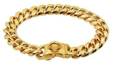 Uplift Essentials Luxury Gold Cuban Link Dog Collar 14mm Heavy Duty Stainless Steel Choker gold 18 In