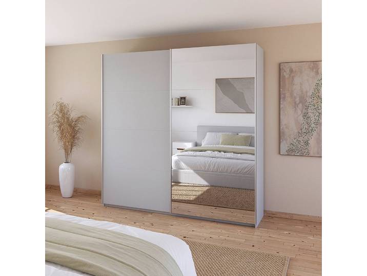 Armoire - Miroir 226cm Gris/Gris soie