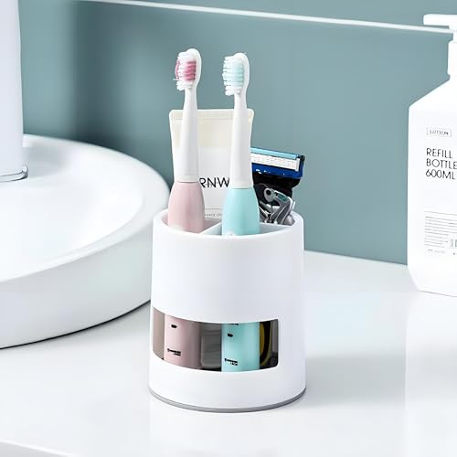 Multifunctionele Tandenborstelhouder en Organizer voor Badkamer en Keuken - Elegant Wit
