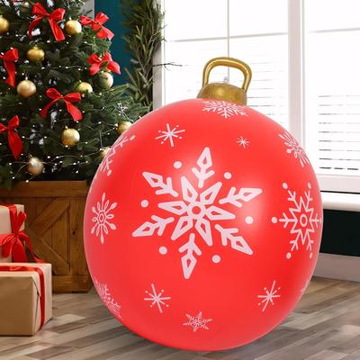 Modern Mode Marketplace Red Merry Christmas Inflatable Ball, Giant Christmas Inflatable Ball Decorations With Snowflakes 1pcs